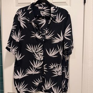 AllSaints Black and White Palm-Print Shirt